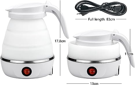 Foldable Kettle  Silicone Electric Kettle Camping Kettle Travel Kettle with Stainless Steel Base for Camping Motorcycle Travel