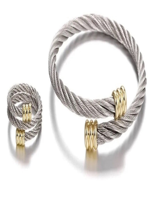 Mens Spiral Bracelet with Ring