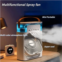 Water Mist Spray Fan, High Grade White Water Cooled Fan Portable for Tabletop