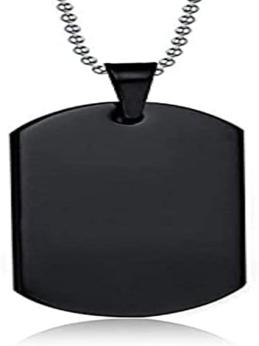 Stainless Steel Daily Wear Plain Black Army Dog Tag Pendant For Men (Black)