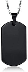 Stainless Steel Daily Wear Plain Black Army Dog Tag Pendant For Men (Black)