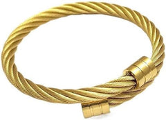 Gold Flexible Rope Style Wraparound Bracelet - Stainless Steel