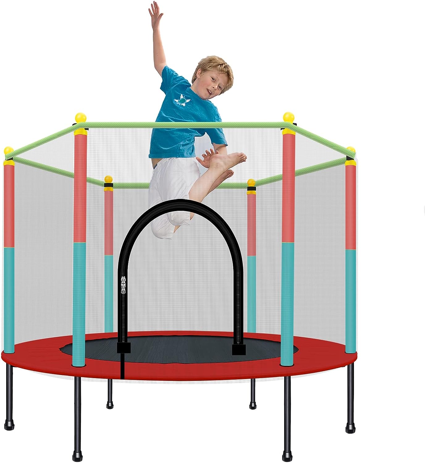 Kids Trampoline with Safety Enclosure Net - 5FT Trampoline for Toddlers Indoor and Outdoor - Parent-Child Interactive Game Fitness Trampoline Toy