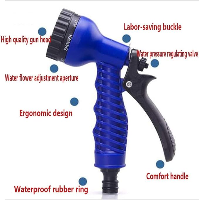 Magic Hose With Spray Nozzles, Expandable hose Expandable Garden Hose,Water Hose, Hose Kit, Spray Gun Nozzle, Watering Kit, Blue Magic hose