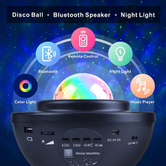 LED Star Light Projector, Starry Night Lights & Rotating Ocean Wave Music Projection Lamp with Remote Control Bluetooth Speaker for Kids Room Bedroom,Living Room Decoration