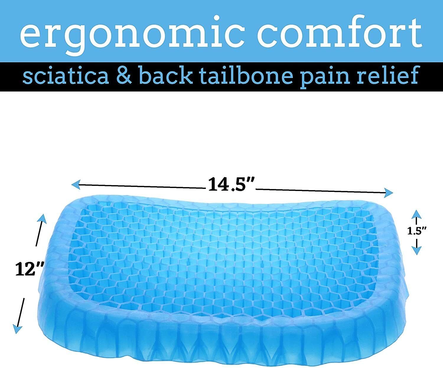 Gel Seat Cushion for Long Sitting - Portable Gel Cushion with Ergonomic Honeycomb Design - Small Size, Gel Seat Cushions for Pressure Relief Sores Effective for Sedentary Activities