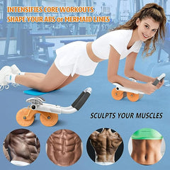 Automatic Rebound Ab Abdominal Exercise Roller Wheel, with Elbow Support and Timer, Abs Roller Wheel Core Exercise Equipment, for Men Women