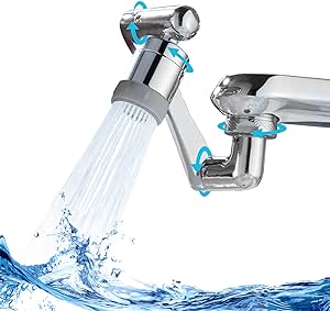 Swivel Faucet-Extender Universal Sink Set-2 Mode Splash Filter Extension-Water Aerator, Kitchen Bathroom 360° Angle Rotatable Spray