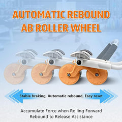 Automatic Rebound Ab Abdominal Exercise Roller Wheel, with Elbow Support and Timer, Abs Roller Wheel Core Exercise Equipment, for Men Women