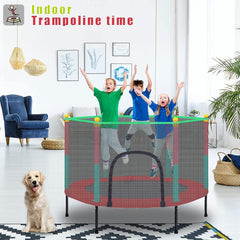 Kids Trampoline with Safety Enclosure Net - 5FT Trampoline for Toddlers Indoor and Outdoor - Parent-Child Interactive Game Fitness Trampoline Toy