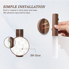Glass Wood Rechargeable Wireless Wall Lights For Corridors, Stairs, Bedrooms