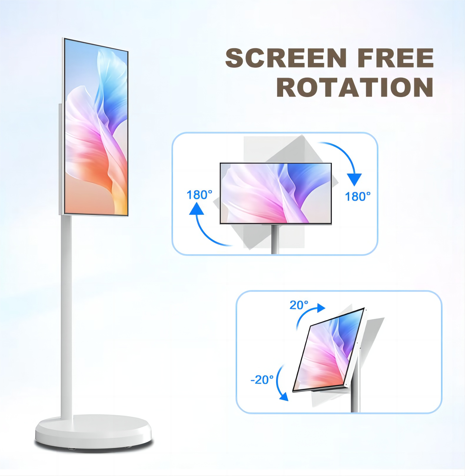22 Inch Floor Stand Smart TV Android Touch Screen Vertical & Landscape Eye Care IPS Display Large Battery Smart Thin Edge Tablet