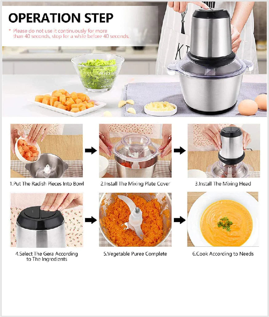 Special 3 L, Electric Chopper Multipurpose for Meat, Vegetable, Fruits with 4 Sharp Blades