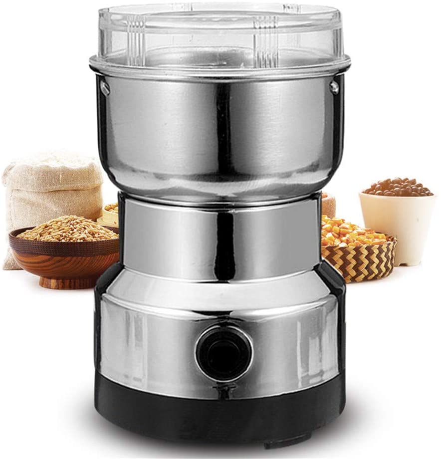 Multipurpose Electric Coffee Bean Grinder, Premium Stainless Steel Mill Grinding Tool for Seeds, Spice, Herbs, Nuts, Transparent Lid with 50g Capacity