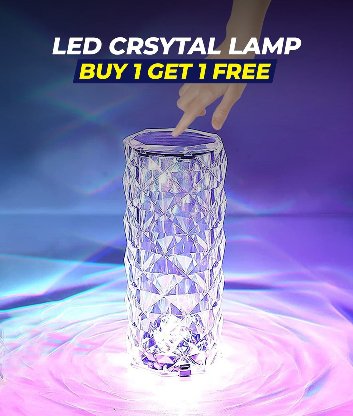Buy 1 Get 1 Free  Rose Crystal Acrylic Rechargeable Table Lamp Beautiful ambiance light for Dinning Table, Workstations & Party Night(BUY 1 GET 1 FREE )