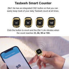 iQibla Zikr1 lite Smart Tasbih Tally Counter Ring for Muslims Zikr Digital Tasbeeh 5 Prayer Time Reminder Bluetooth Waterproof