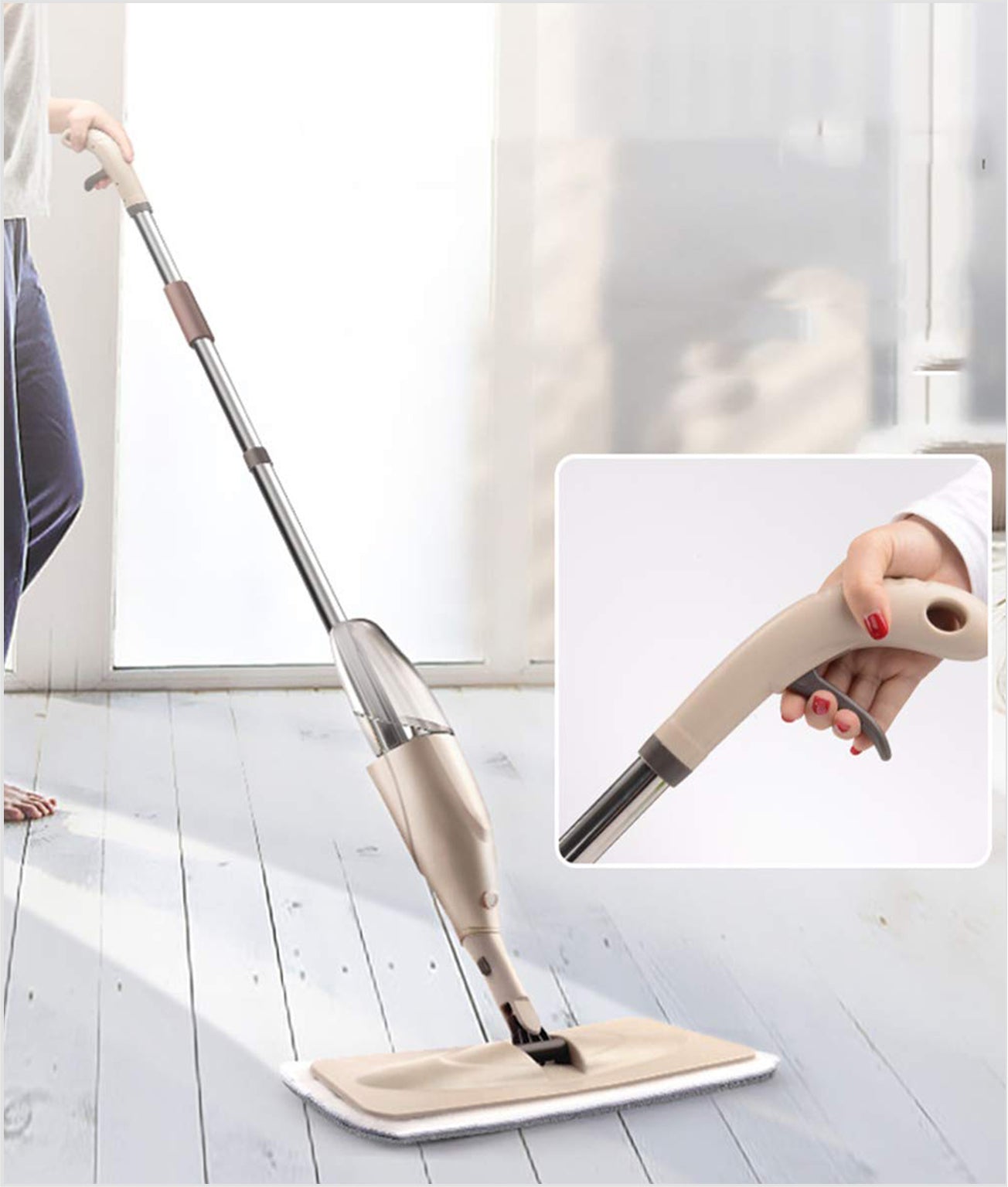 360 Rotatable Spray Mop with Refillable Spray Bottle & Microfiber Pads