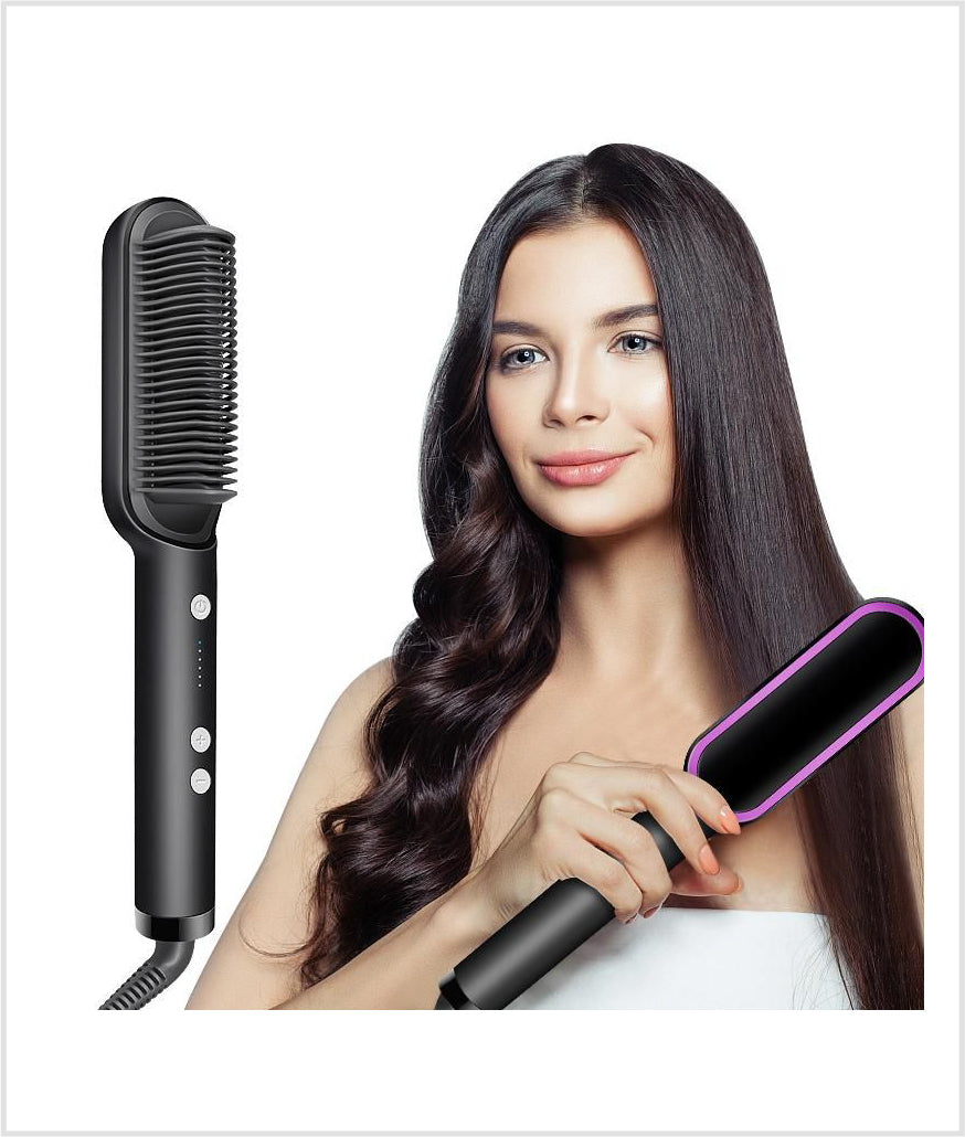 Electric Hair Straightener Fast Heating Ceramic PTC Straightening Brush For Men and Women