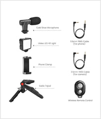 Video Making Kits Shooting Photography Suit with Microphone LED Fill Light Mini Tripod