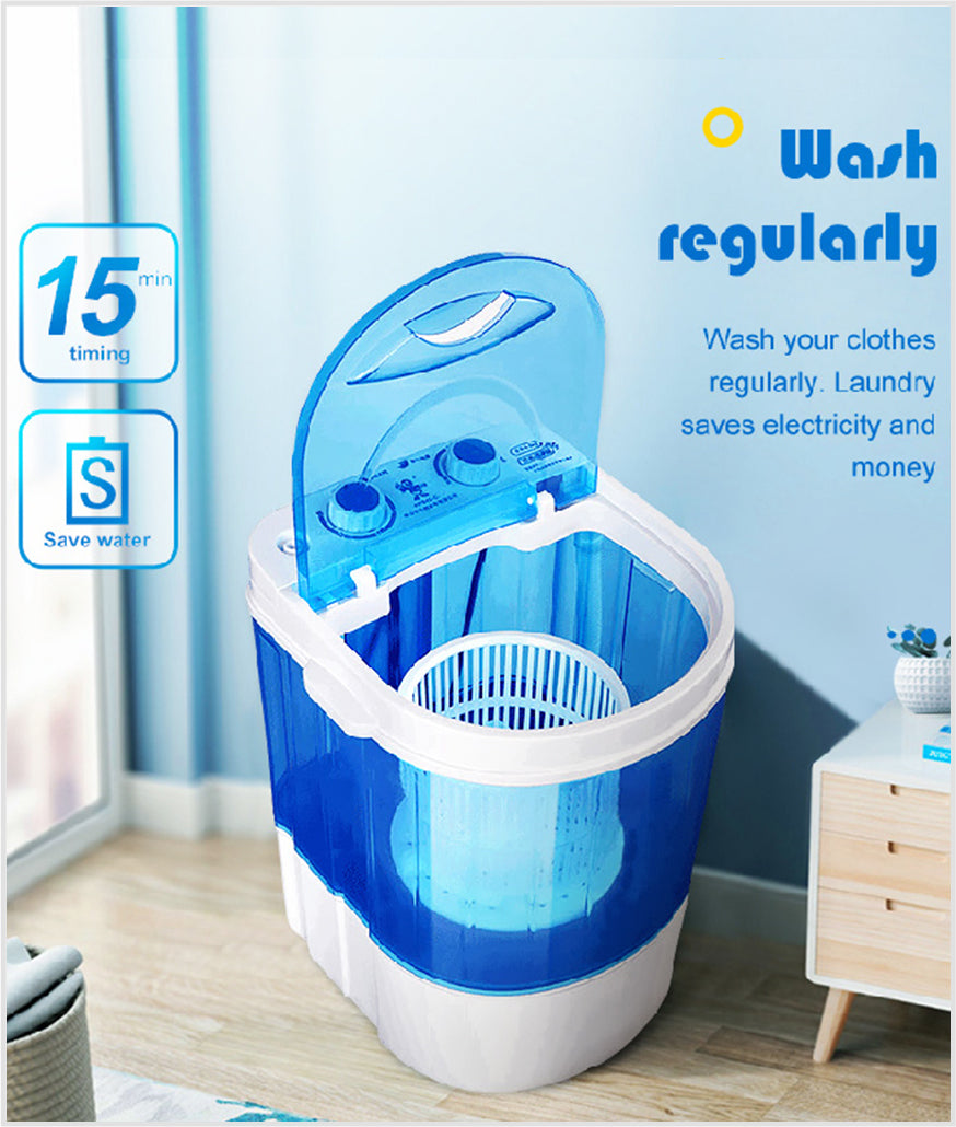 Portable Mini Washing & Dryer Machine With Extra Capacity Bucket For Kids, Undergarments & Small Clothes.